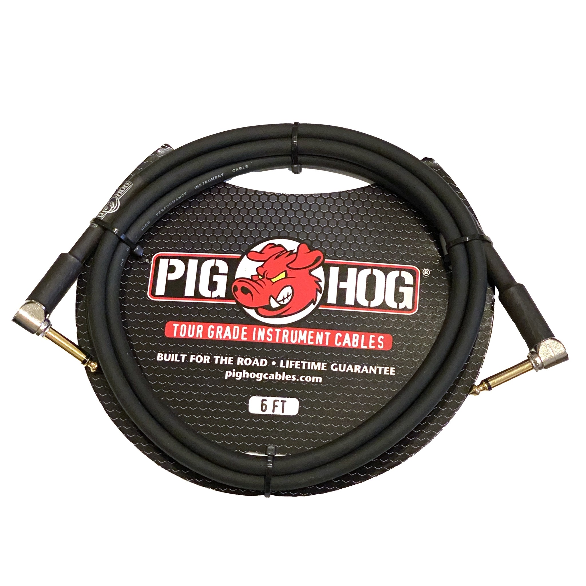 Pig Hog 6ft 1/4" Right angle - 1/4" Right angle 8mm Tour Grade Instrument (TS) Cable (PH6RR)