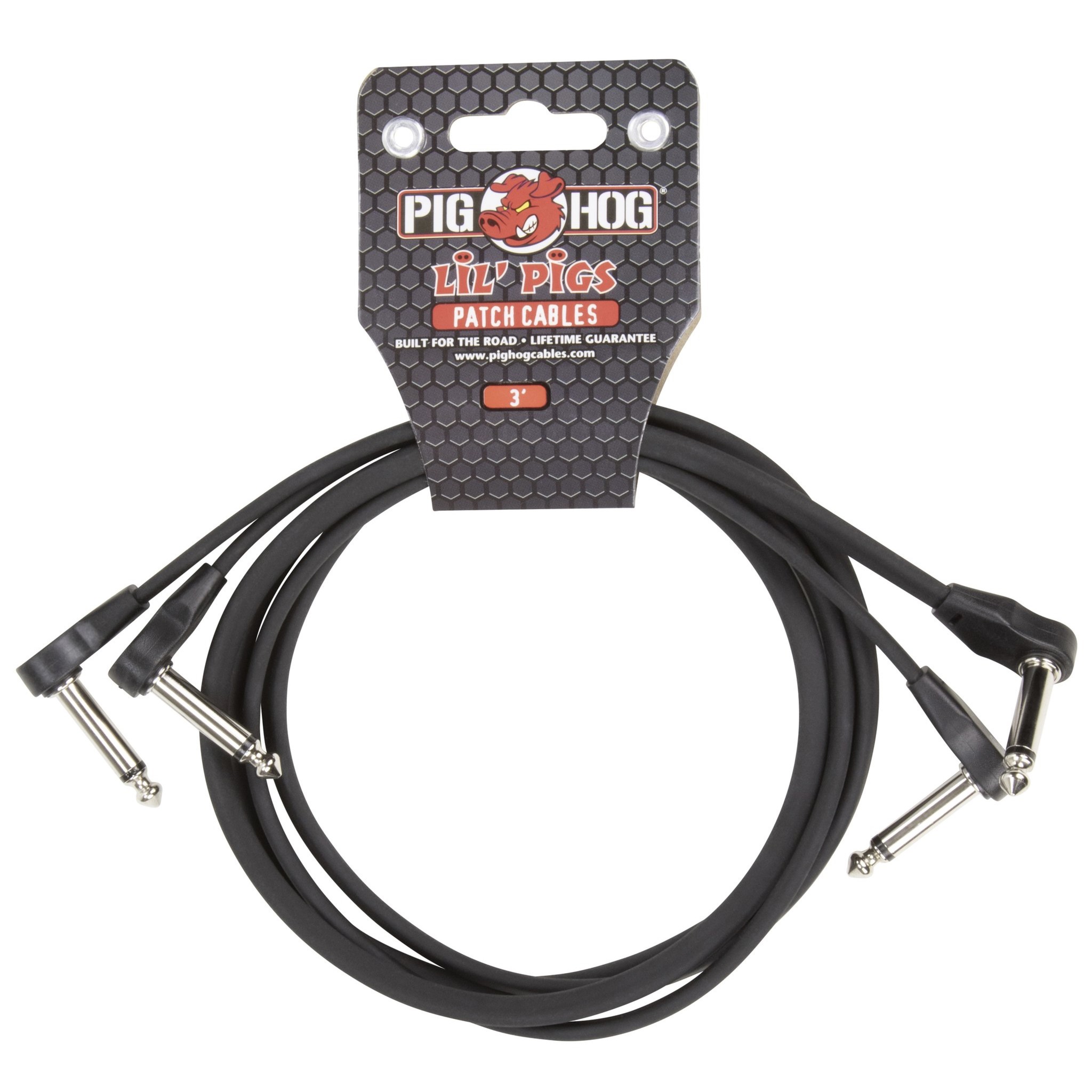 Pig Hog Lil' Pigs 3-Foot Low Profile Flat Patch Cables - 2 Pack