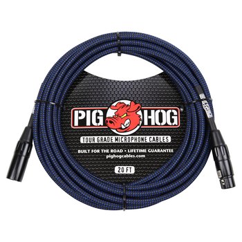 Pig Hog Black & Blue Woven Mic Cable, 20ft XLR (PHM20BBL) (20-foot, 20')