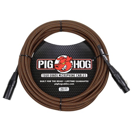 Pig Hog Black & Orange Tour Grade Woven Mic Cable, 20ft XLR (PHM20ORG) (20', 20-foot)