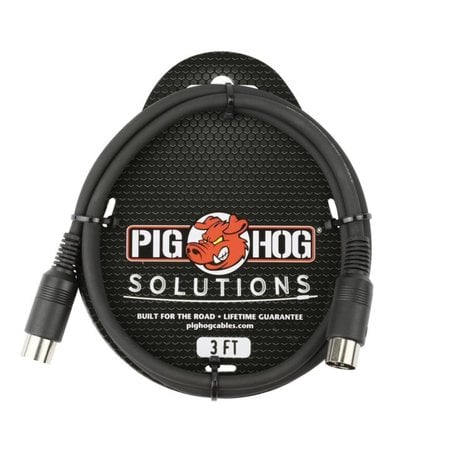 Pig Hog 3ft MIDI Cable (PMID03), Black