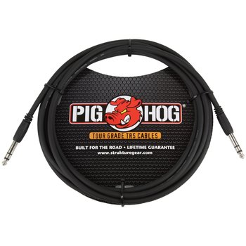 Pig Hog Tour Grade 10ft, 8mm, 1/4" TRS - 1/4" TRS Cable (PTRS10), Black