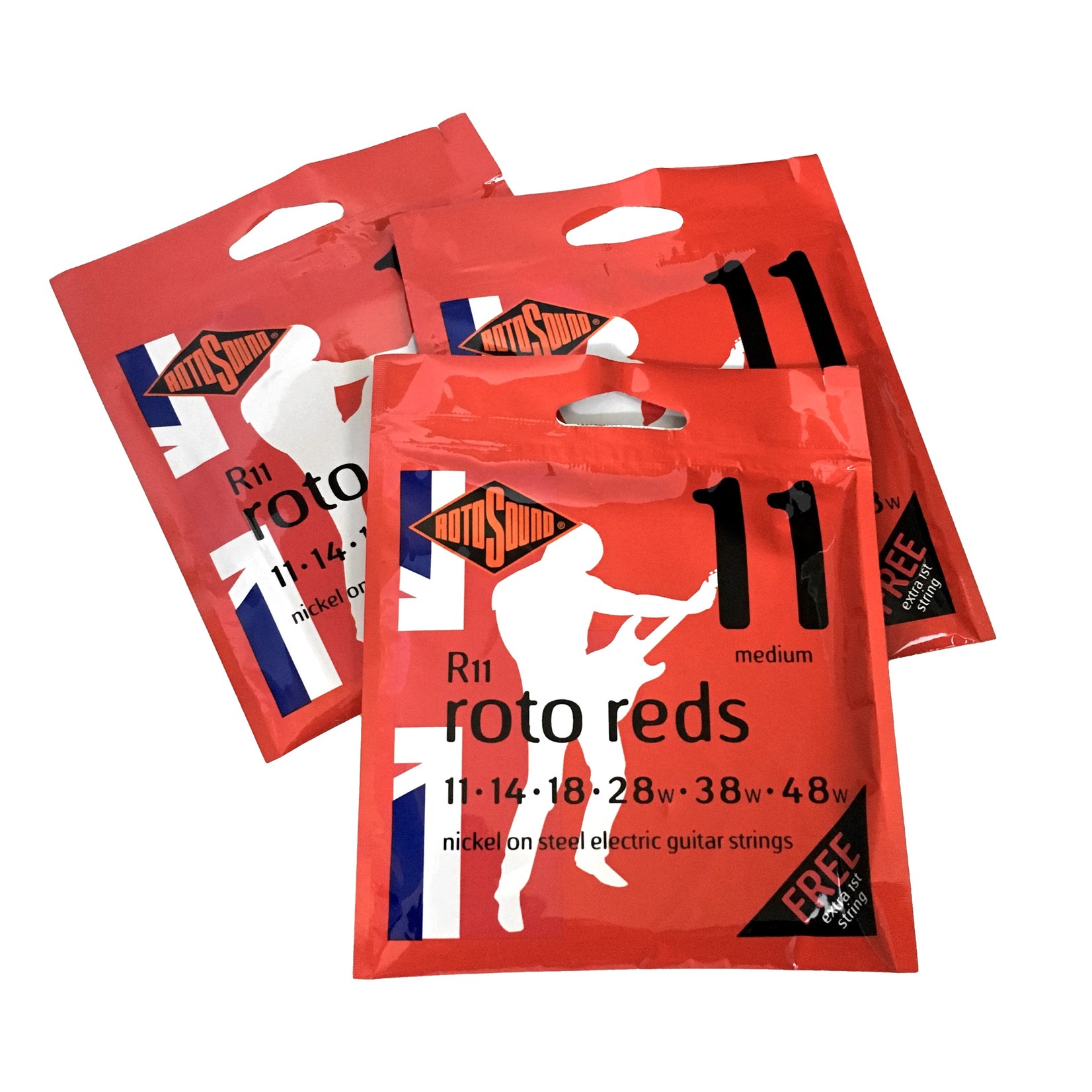 Rotosound 3x (three packs) Rotosound R11 Roto Reds Nickel on Steel Electric Guitar Strings
