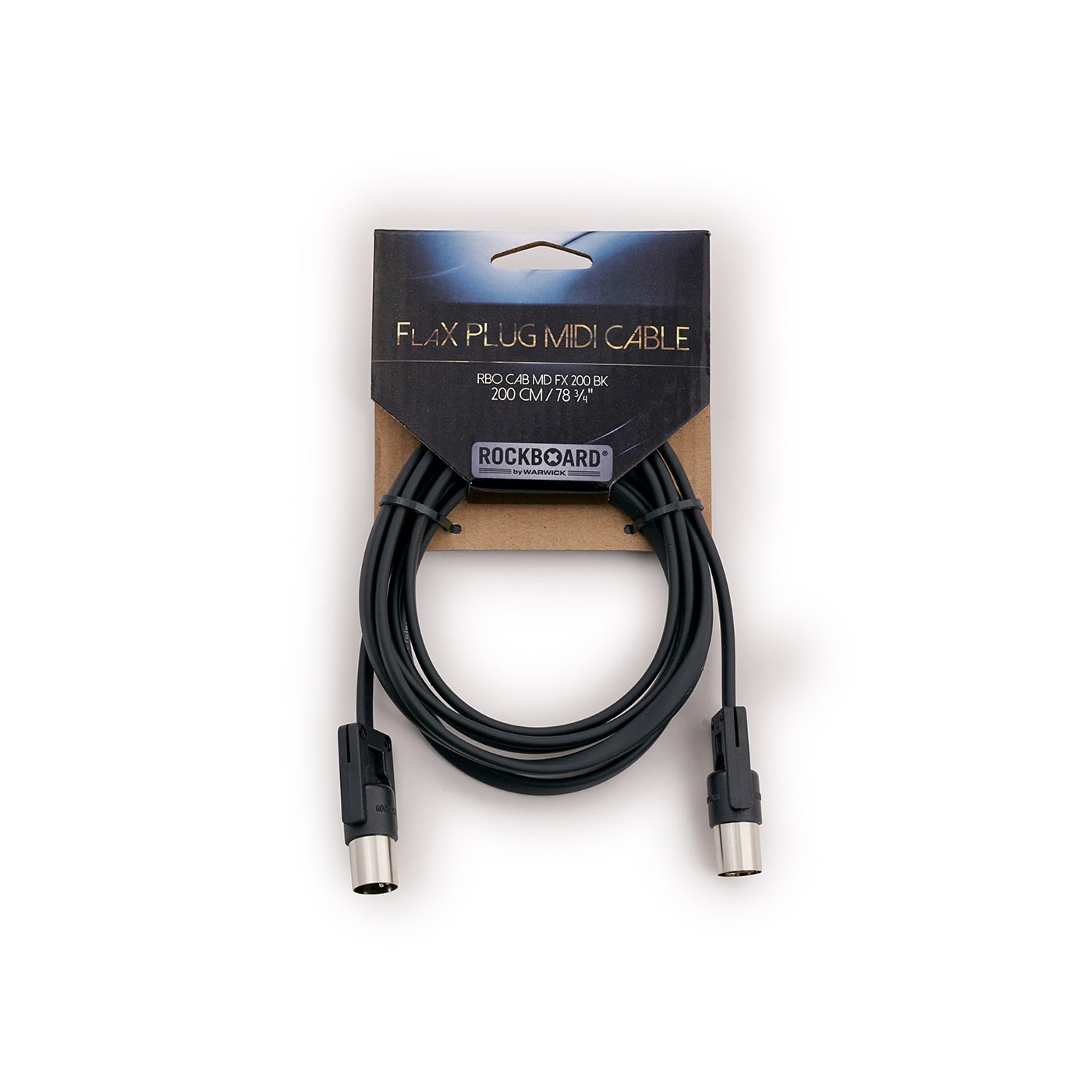 RockBoard FlaX Plug 200cm (6.56') flat MIDI Cable - angle or straight (RBO CAB MD FX 200 BK)