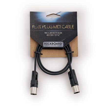 Rockboard FlaX Plug 60cm (23 5/8") flat MIDI Cable - angle or straight (RBO CAB MD FX 60 BK)