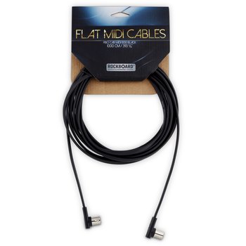 RockBoard Flat Patch MIDI Cable, 1000 cm (32.80', 10m)  Black, Low-Profile, Right-Angle Plugs, Long!