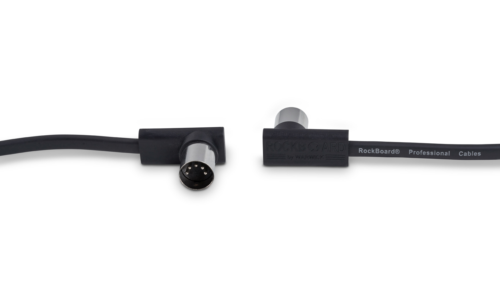 RockBoard Flat Patch MIDI Cable, 1000 cm (32.80', 10m)  Black, Low-Profile, Right-Angle Plugs, Long!
