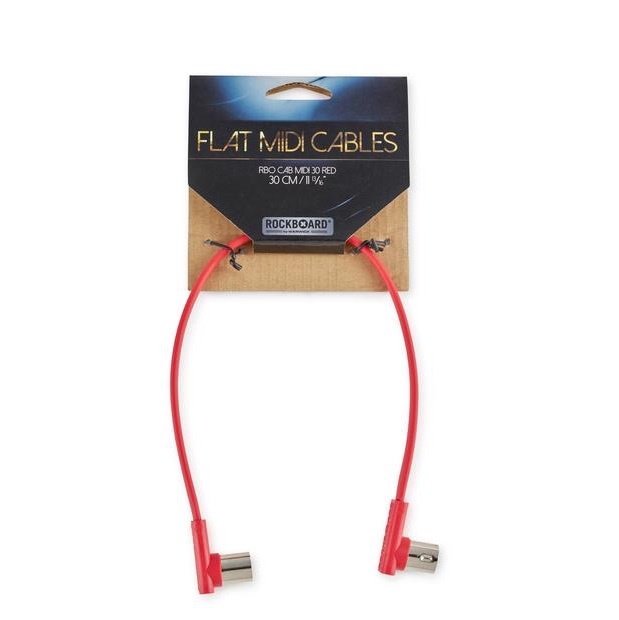 Rockboard Flat MIDI Cable - 30 cm (11 13/16"), Red , Angled Plugs