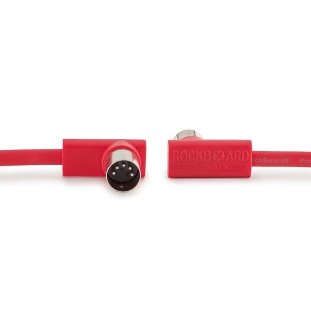 Rockboard Flat MIDI Cable - 30 cm (11 13/16"), Red , Angled Plugs