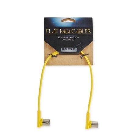 Rockboard Flat MIDI Cable - 30 cm (11 13/16"), Yellow,  Angled Plugs