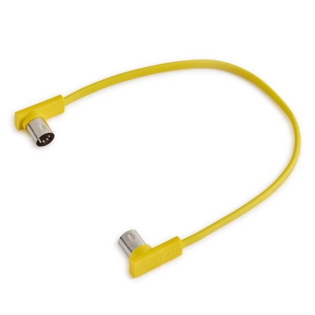 Rockboard Flat MIDI Cable - 30 cm (11 13/16"), Yellow,  Angled Plugs