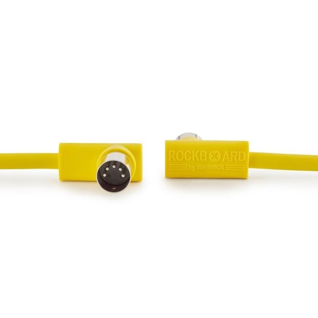Rockboard Flat MIDI Cable - 30 cm (11 13/16"), Yellow,  Angled Plugs