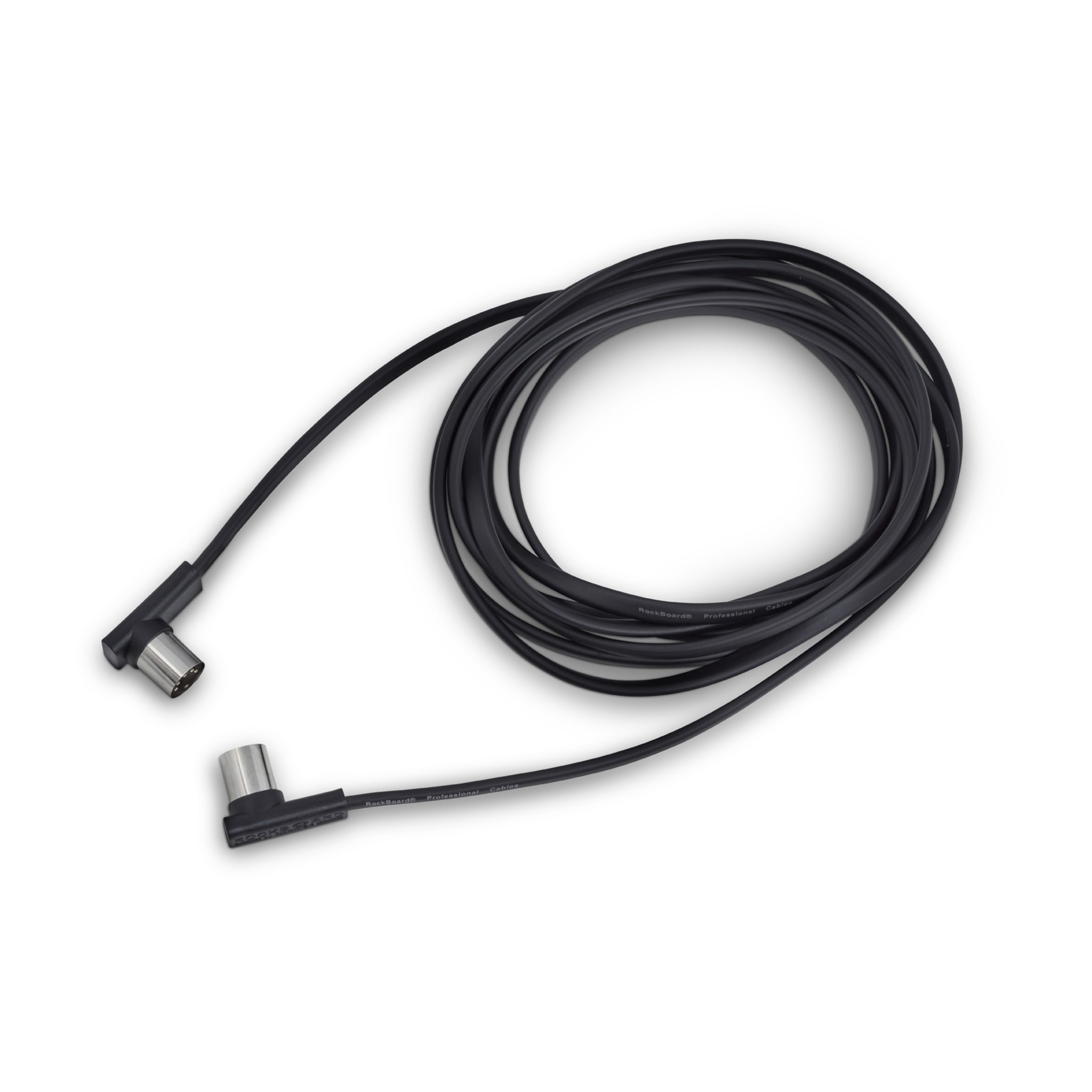 Rockboard Flat Patch MIDI Cable, 300 cm (9.84'),  Black low profile, right angle plugs