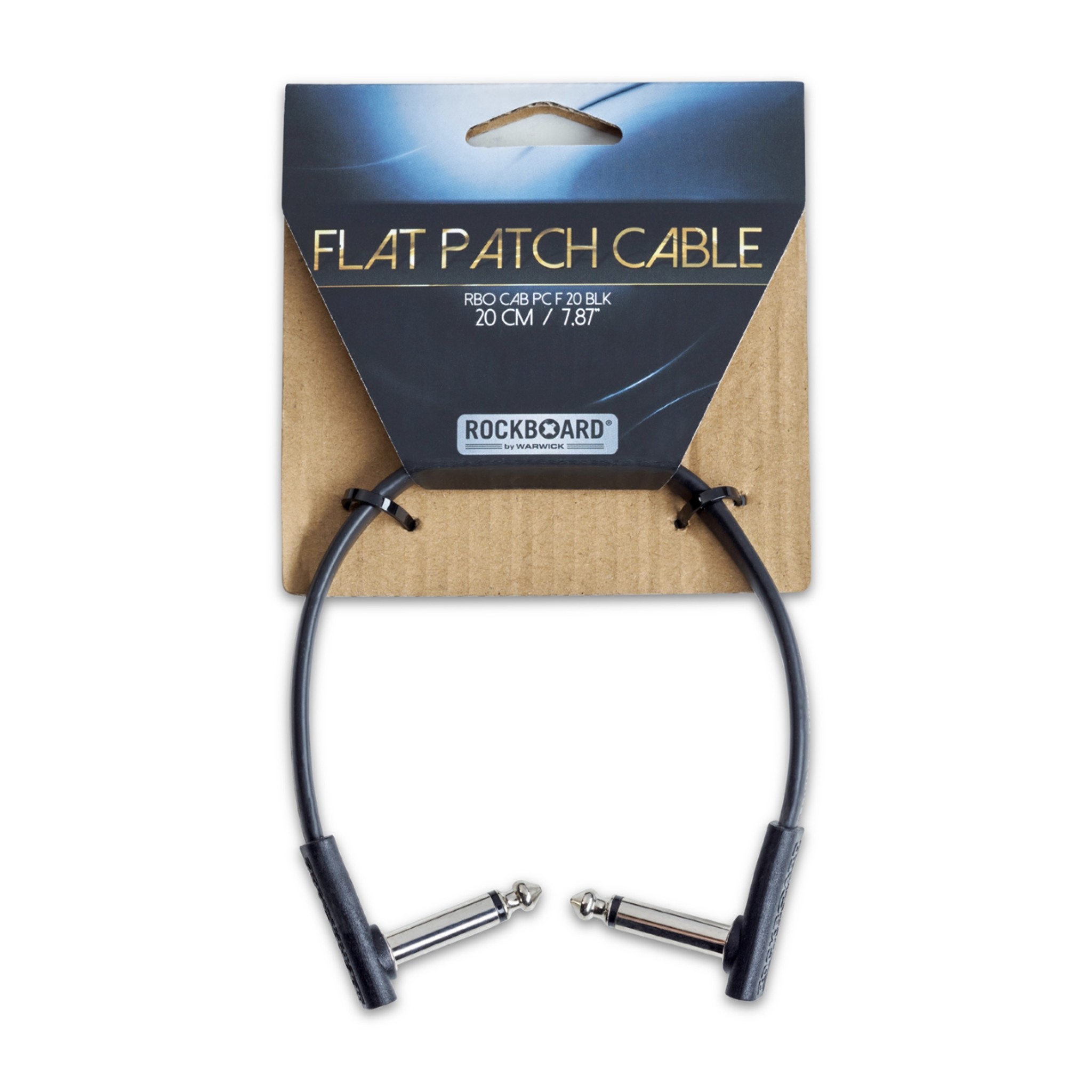 RockBoard Flat Patch Cable, Black, 20 cm (7.87"), low profile
