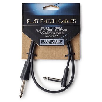 RockBoard Flat Looper / Switcher Connector Cable, 40 cm / 15.75", Right Angle to Straight 1/4" TS.