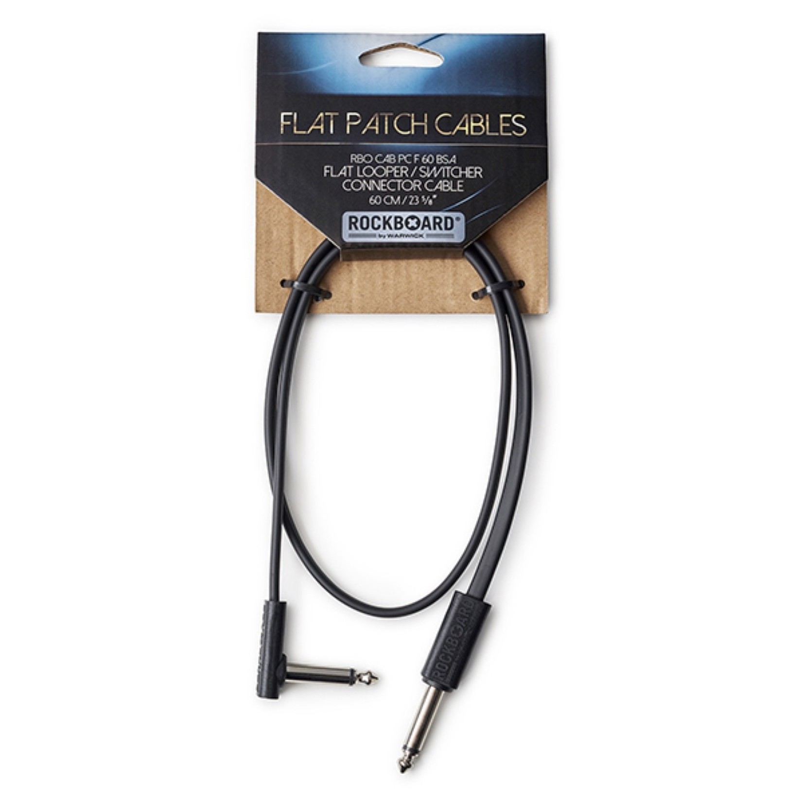 Rockboard RockBoard Flat Looper / Switcher Connector Cable, 60 cm / 23 5/8", Right Angle to Straight 1/4" TS