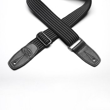 Reunion Blues Merino Wool 2" Wide Guitar Strap, Black with Pinstripes (RBS-28PS), Length = 42"-60"