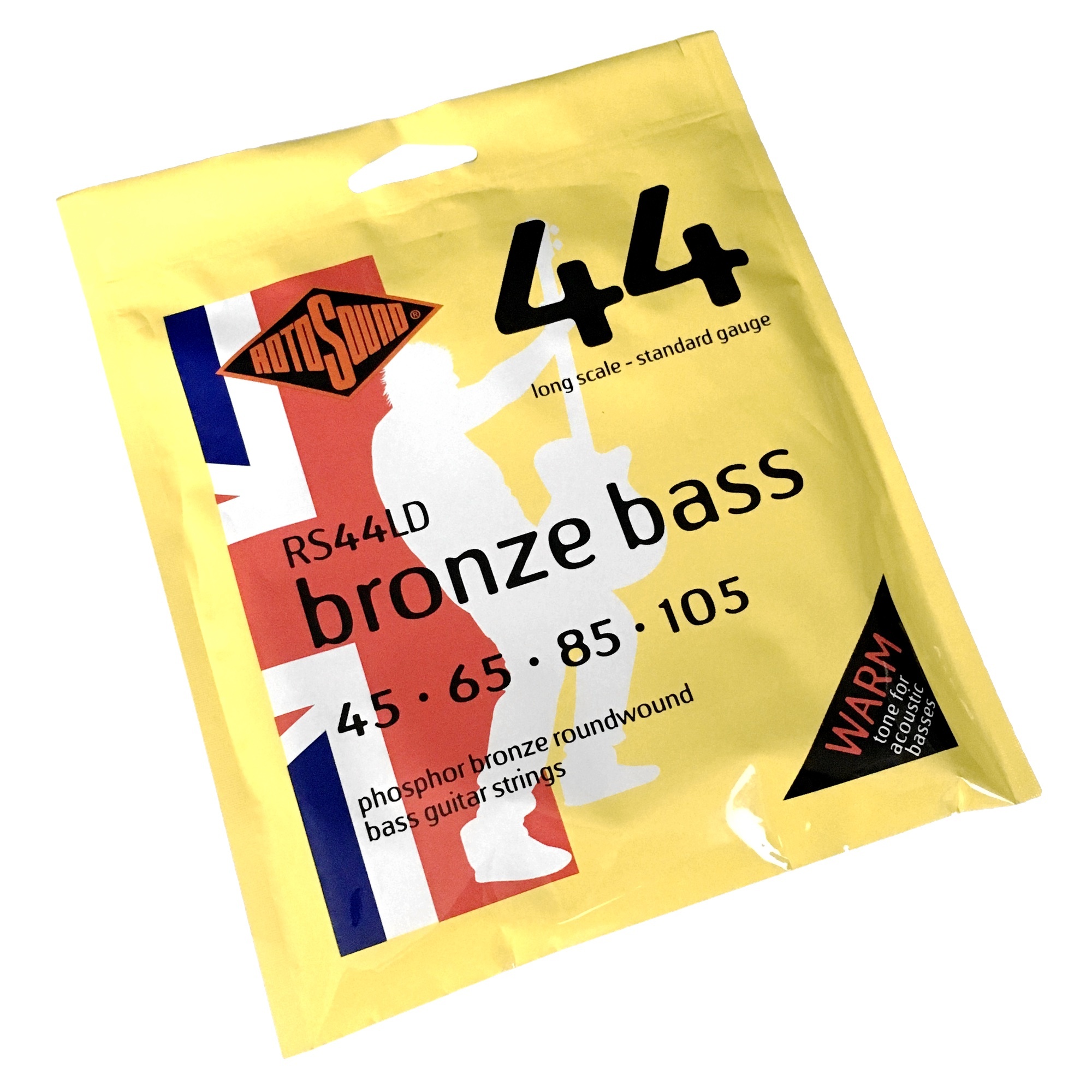 Rotosound RS44LD 44 Bronze Bass, Phosphor Bronze Roundwound Bass Guitar Strings (45-105), Acoustic
