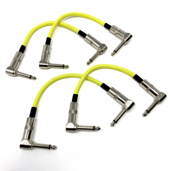 Strukture Set of Four (4) Hi-Viz Neon Yellow Woven 6" Patch Cables, Pedalboard Makeover!