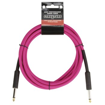 Strukture 10ft Instrument Cable, 6mm Woven, 1/4" TS Straight Plugs, Manic Magenta (Hot Neon Pink)