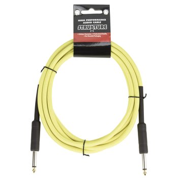 Strukture 10ft Instrument Cable, 6mm Woven, 1/4" TS Straight Plugs, Hi-Viz Neon Yellow
