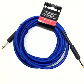 Strukture SC186BL 1/4" TS Woven Instrument Cable - 18.6' Blue (with new black wraps on plugs)