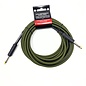 Strukture SC186MG 1/4" TS Woven Instrument Cable - 18.6' Military Green (new black wraps on plugs)