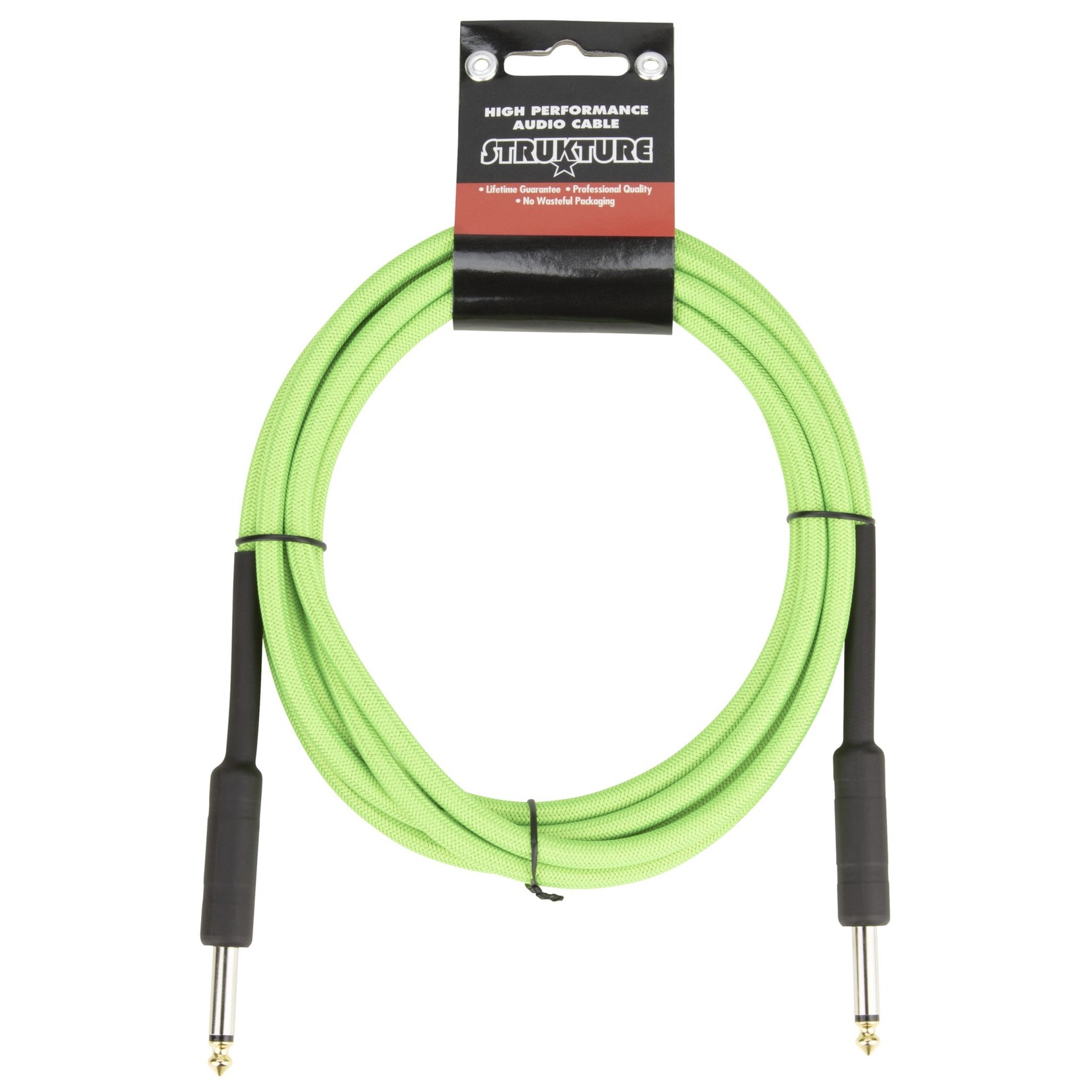 Strukture Strukture 18.6 ft Instrument Cable, 6mm Woven, 1/4" TS Straight Plugs, UFO Green (Bright Lime/Neon)