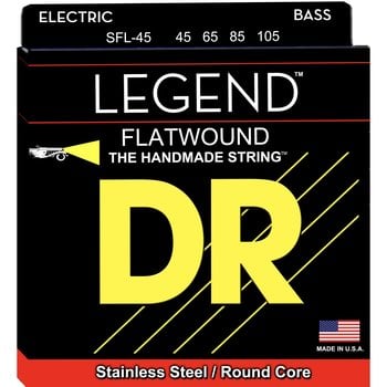 DR Strings LEGEND - Polished Flatwound Stainless Steel Bass Strings, Med 45-105 Short Scale, SFL-45