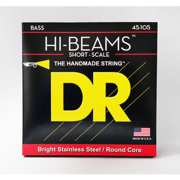 DR HI-BEAMS Bright Stainless Steel/Round Core SHORT SCALE 45-105 Bass Strings, 4-String Set, SMR-45