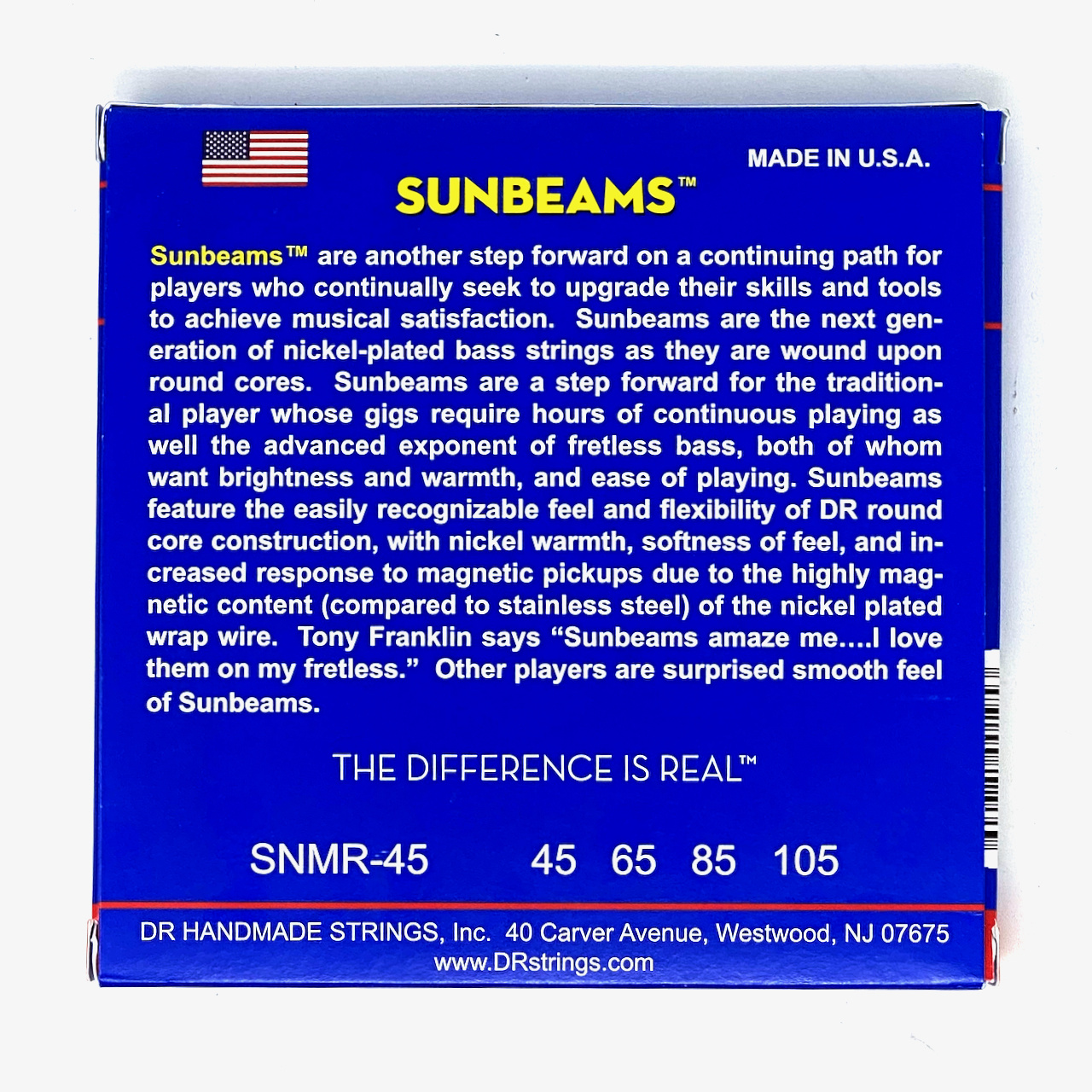 DR Sunbeams Short Scale Nickel-Plated/Round Core Bass Strings, Medium 45-105, 4-String Set (SNMR-45)