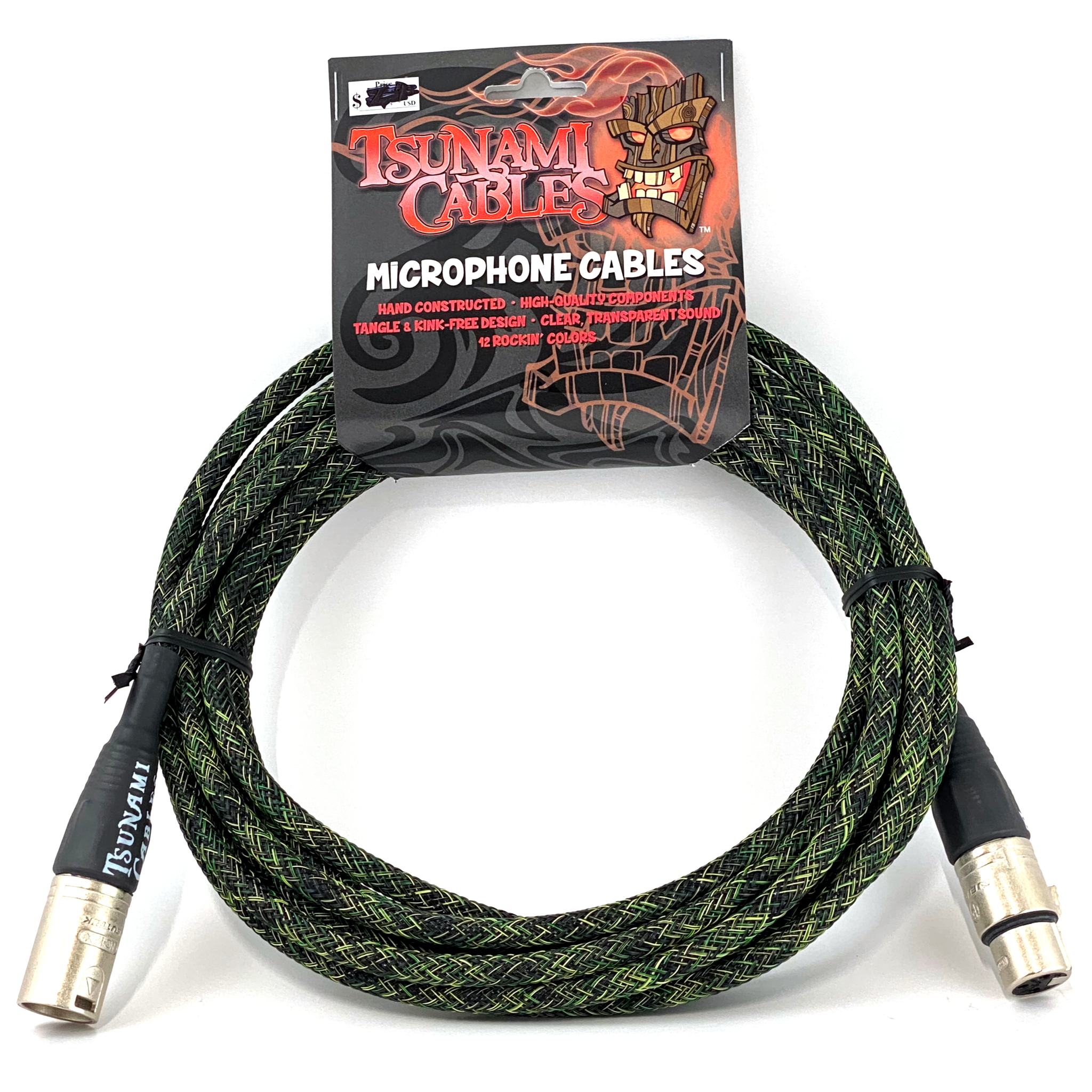 Tsunami Cables 15' Handcrafted Premium Microphone XLR Cable "Camo" (Camouflage Green)