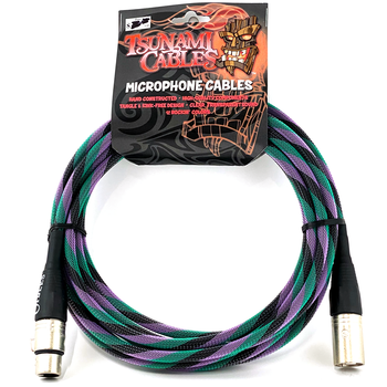 Tsunami Cables 15' Handcrafted Premium Microphone XLR Cable, "Twilight" (Black/Purple/Teal)