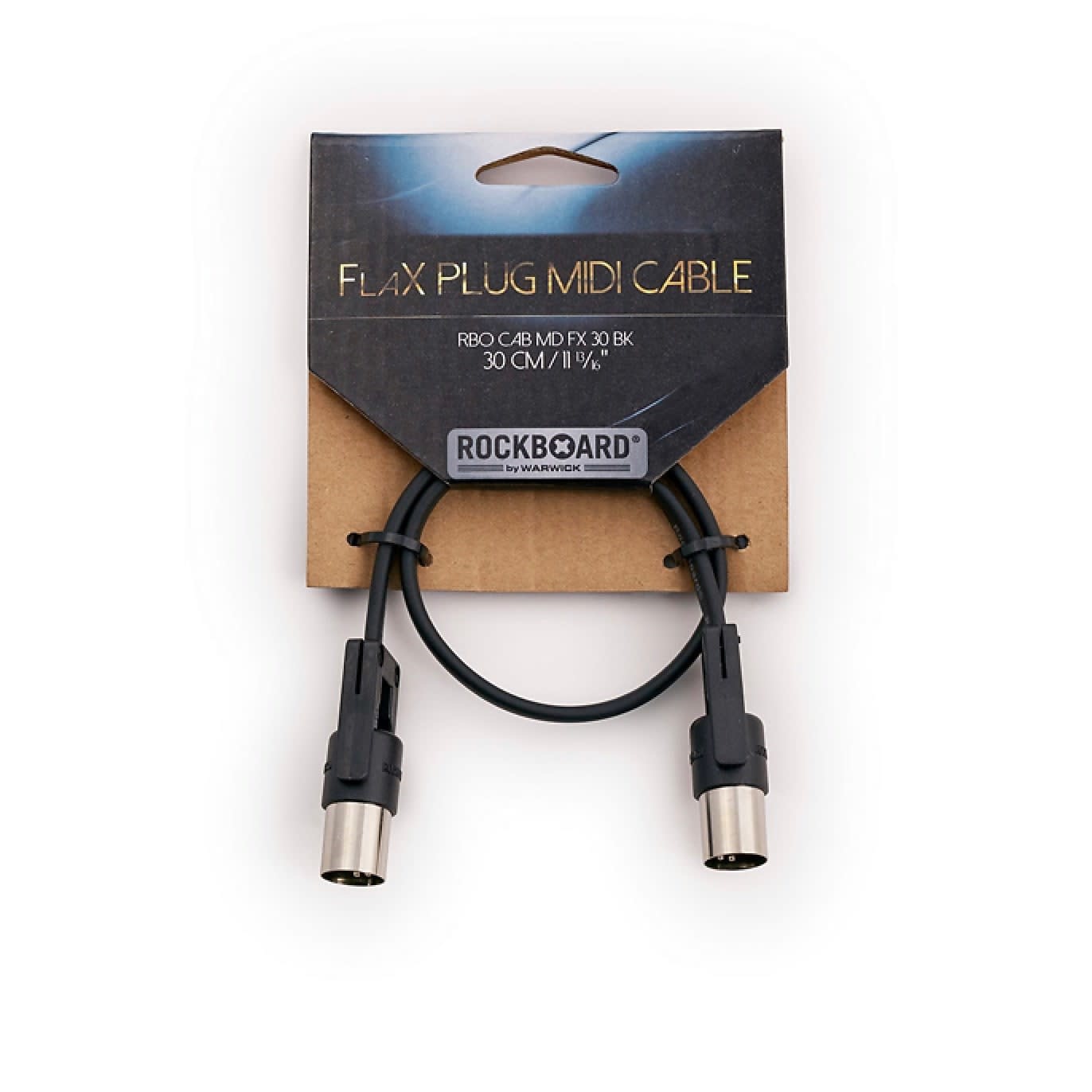 Rockboard FlaX Plug 30cm (11 13/16") flat MIDI Cable - angle or straight (RBO CAB MD FX 30 BK)