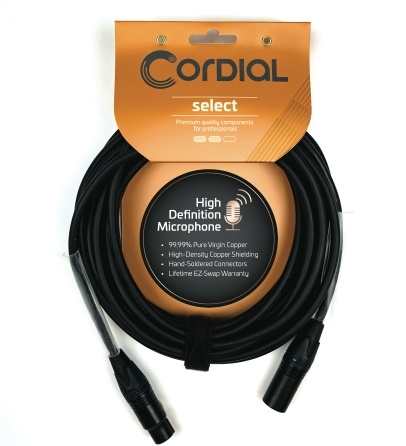 Cordial Cables Premium Microphone Cable with Balanced XLR Connectors, Select Series - 10-Foot Black Cable (3 FM)