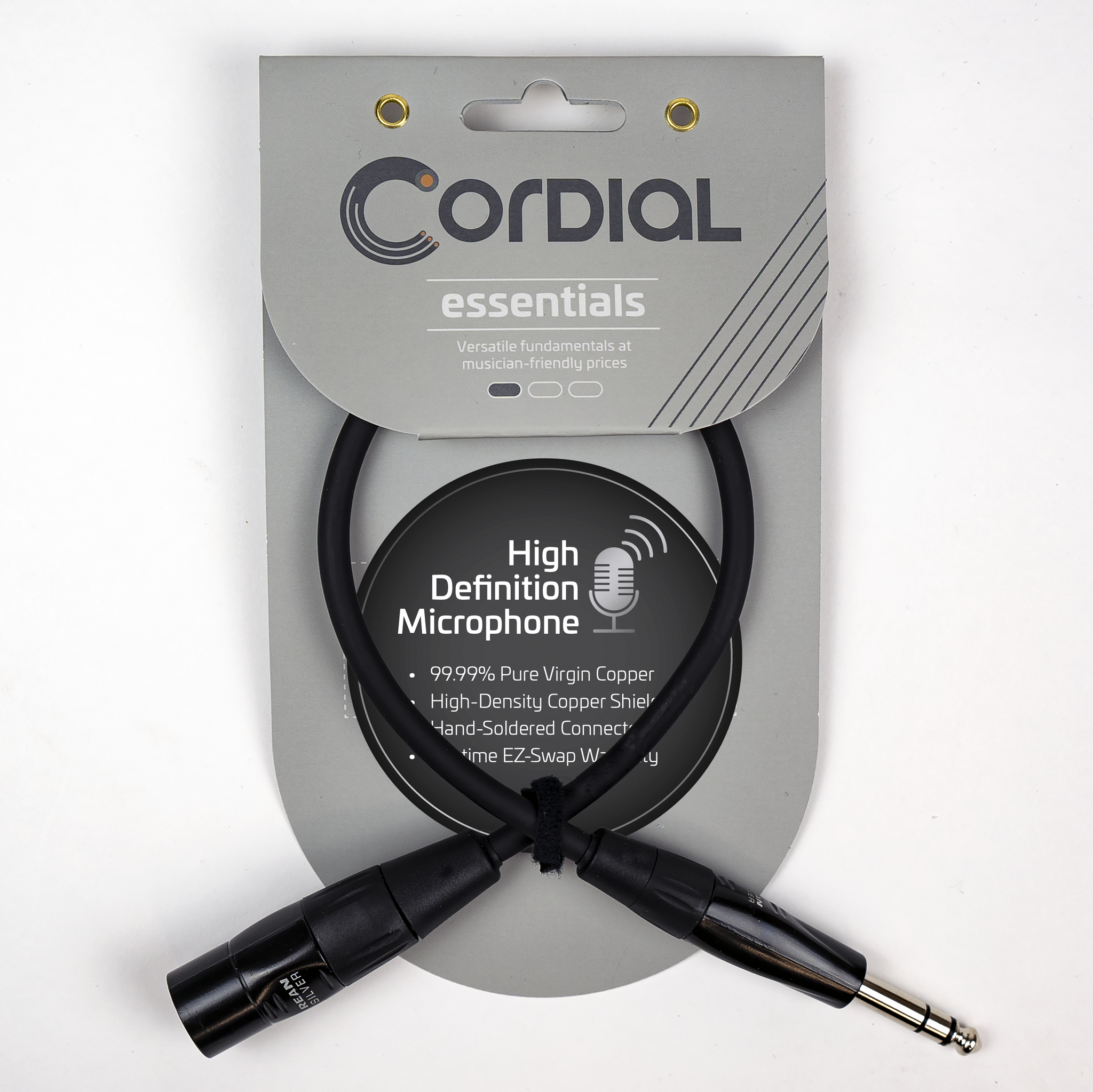 Cordial Cables Balanced Mic/Line - XLRM to TRS 1/4-inch 10-foot cable, Essential Series