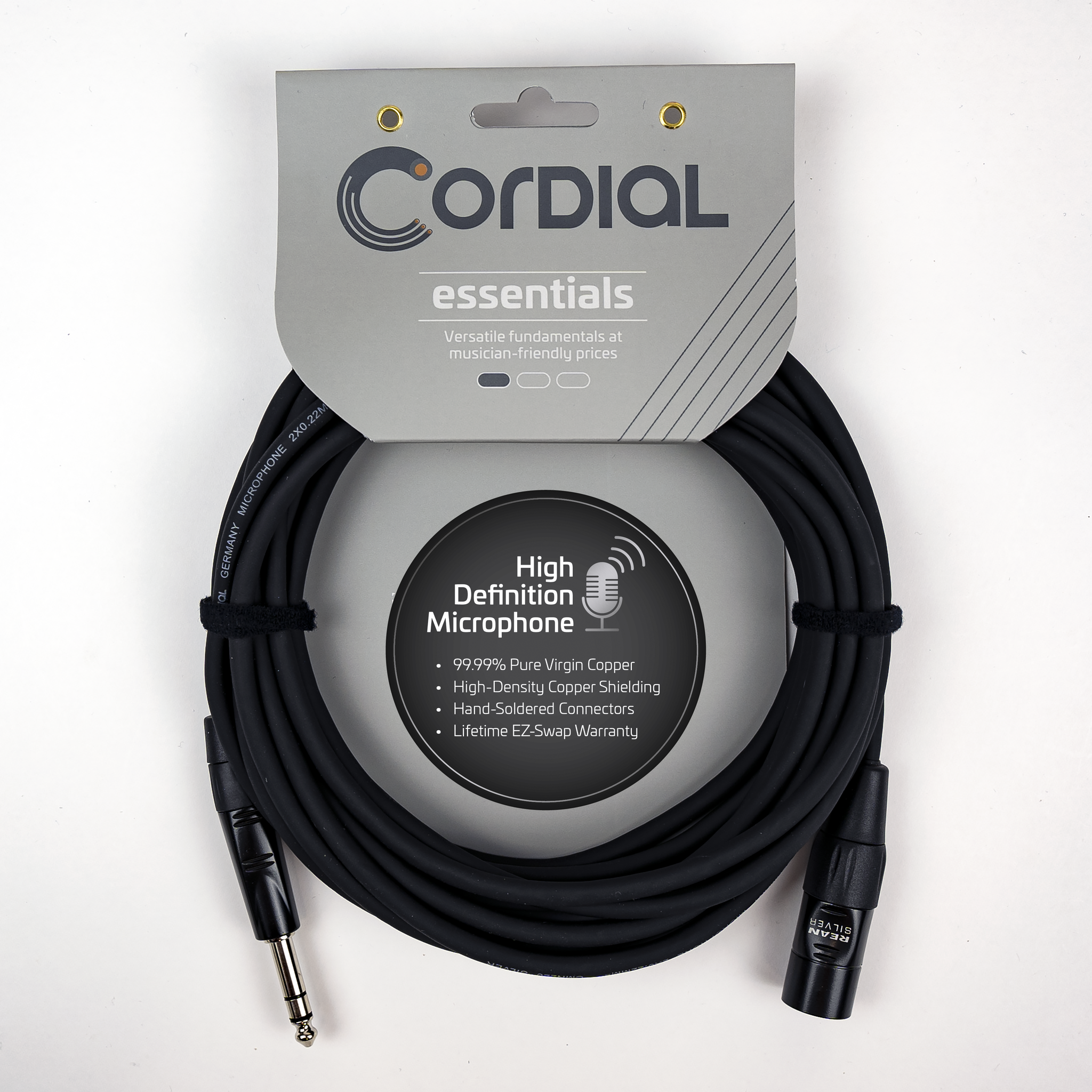 Cordial Cables Balanced Mic/Line - XLRM to TRS 1/4-inch 5-foot cable, Essential Series