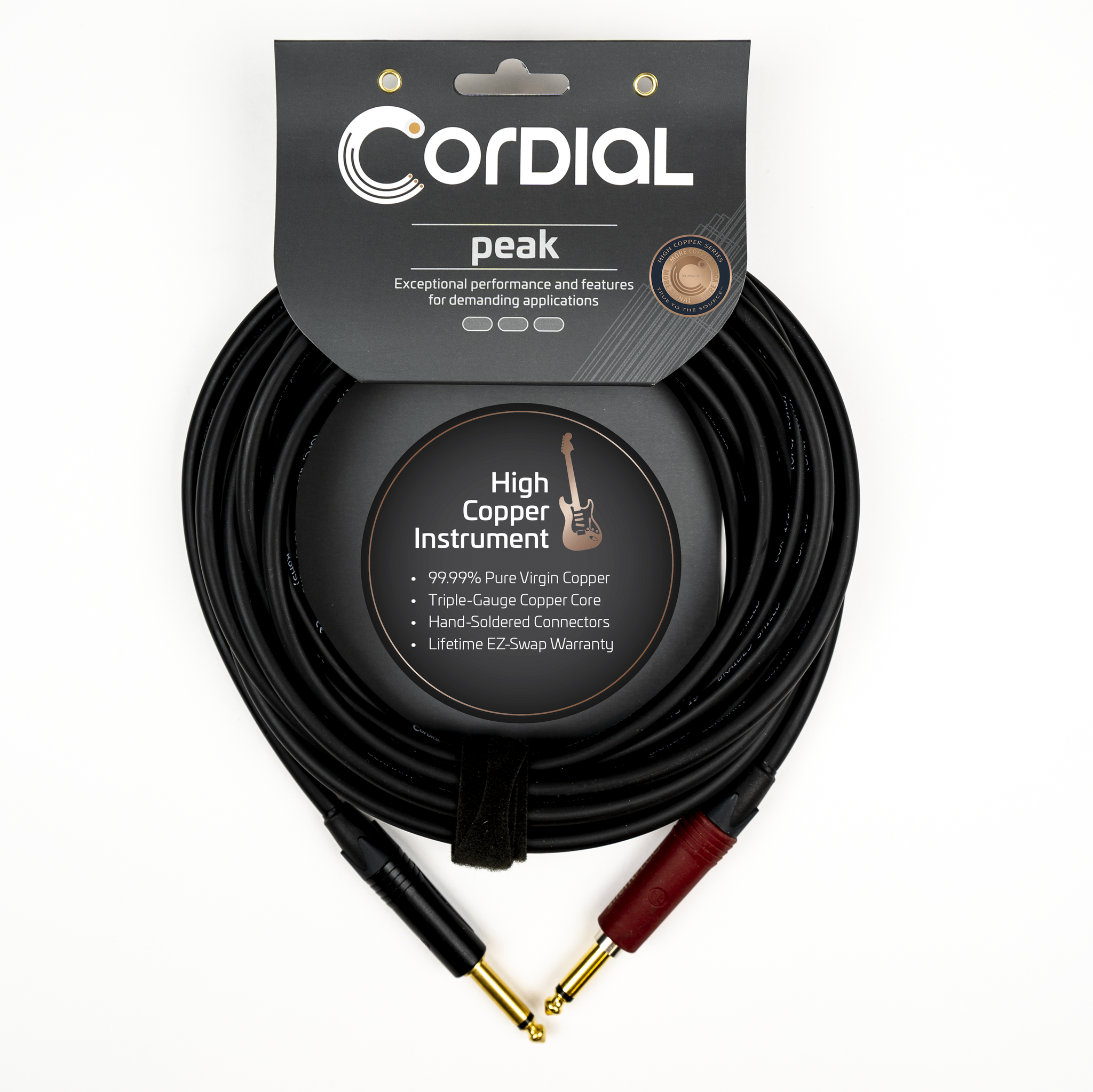 Cordial 3m /~10ft Premium High-Copper Instrument Cable, 1/4'' Neutrik Silent, SilentPLUG (CSI 3 PP-SILENT)