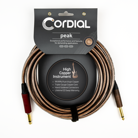 Cordial 6m / 20 ft Premium High-Copper Instrument Cable, Straight-Straight 1/4" with SilentPLUG (CSI6PP-METAL-SILENT)