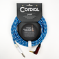 Cordial Cables Premium Instrument White/Blue Sky Textile Cable with Neutrik Silent Plug, Peak Series - 10-Foot Cable, 1/4" Straight to 1/4" Right-Angle Phone Plugs, No-Fray Sleeve