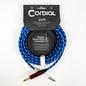 Cordial Cables Premium Instrument White/Blue Sky Textile Cable with Neutrik Silent Plug, Peak Series - 20-Foot Cable, 1/4" to 1/4" Straight Phone Plugs, No-Fray Sleeve