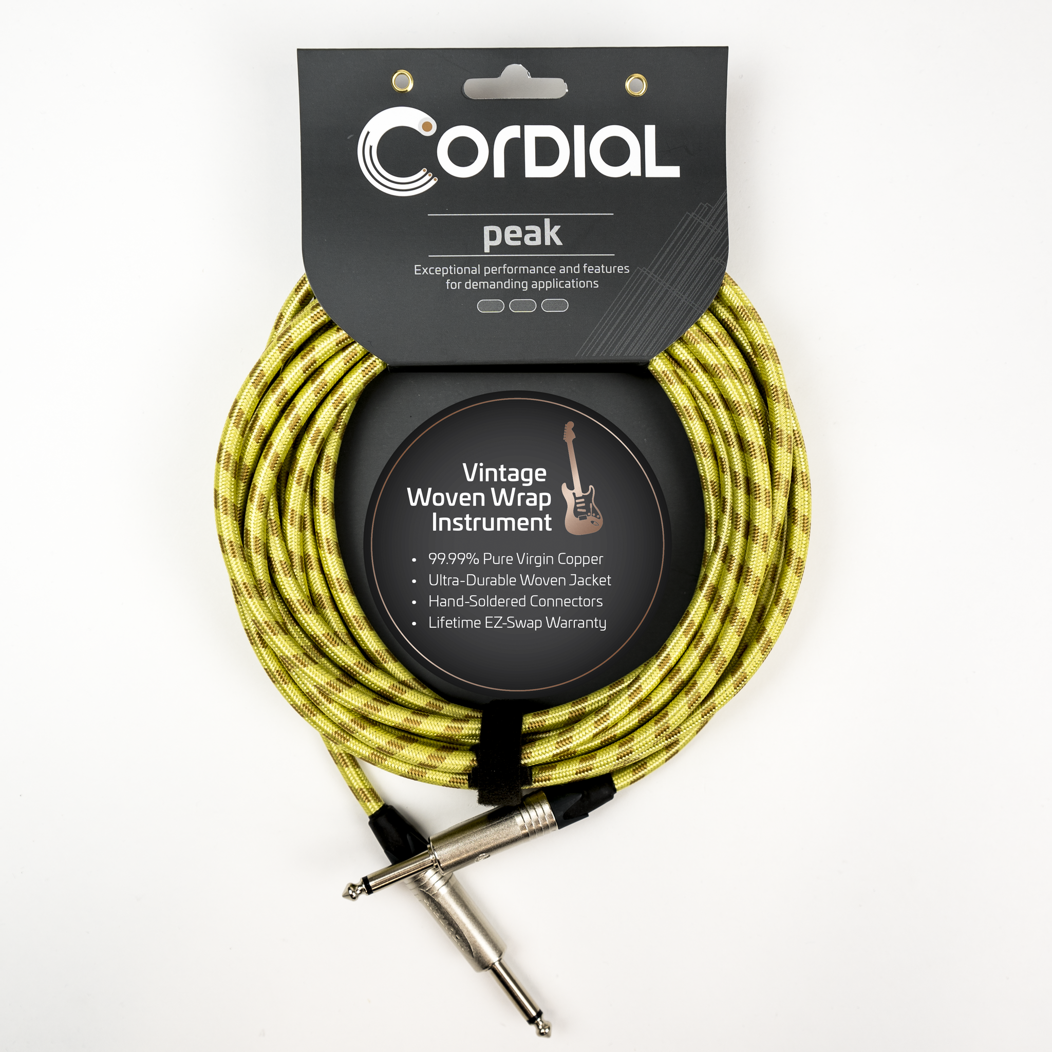 Cordial 6m / 20ft Premium Instrument Cable 1/4'' to 1/4'' Straight Plugs, "Tweed" Textile