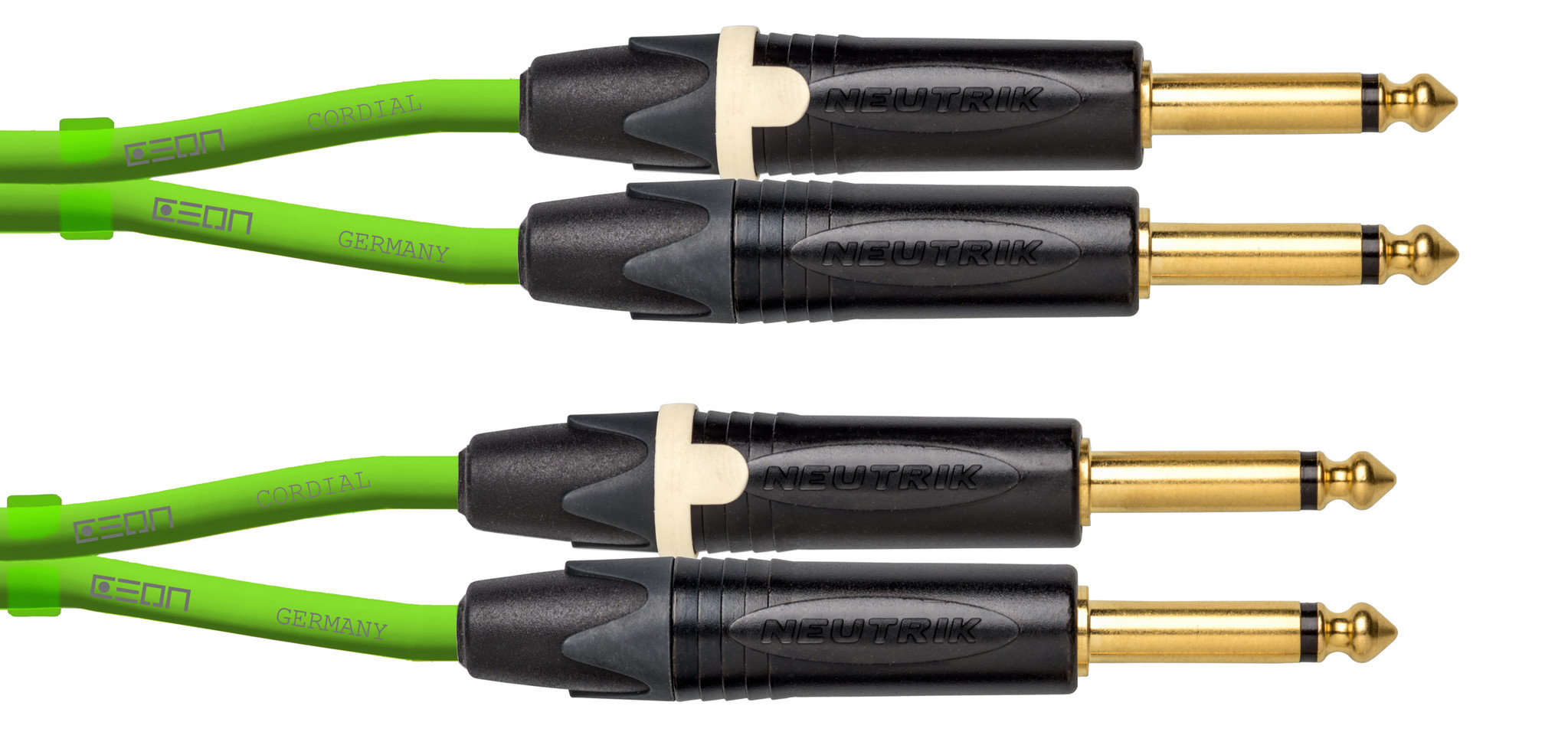 Cordial Cables Premium DJ Dual/Mono (Black Light) Cable, Ceon Series - Hi-Flex DJ's Choice Stereo 1/4" TS to 1/4" TS 5-Foot Cable: Neon Green