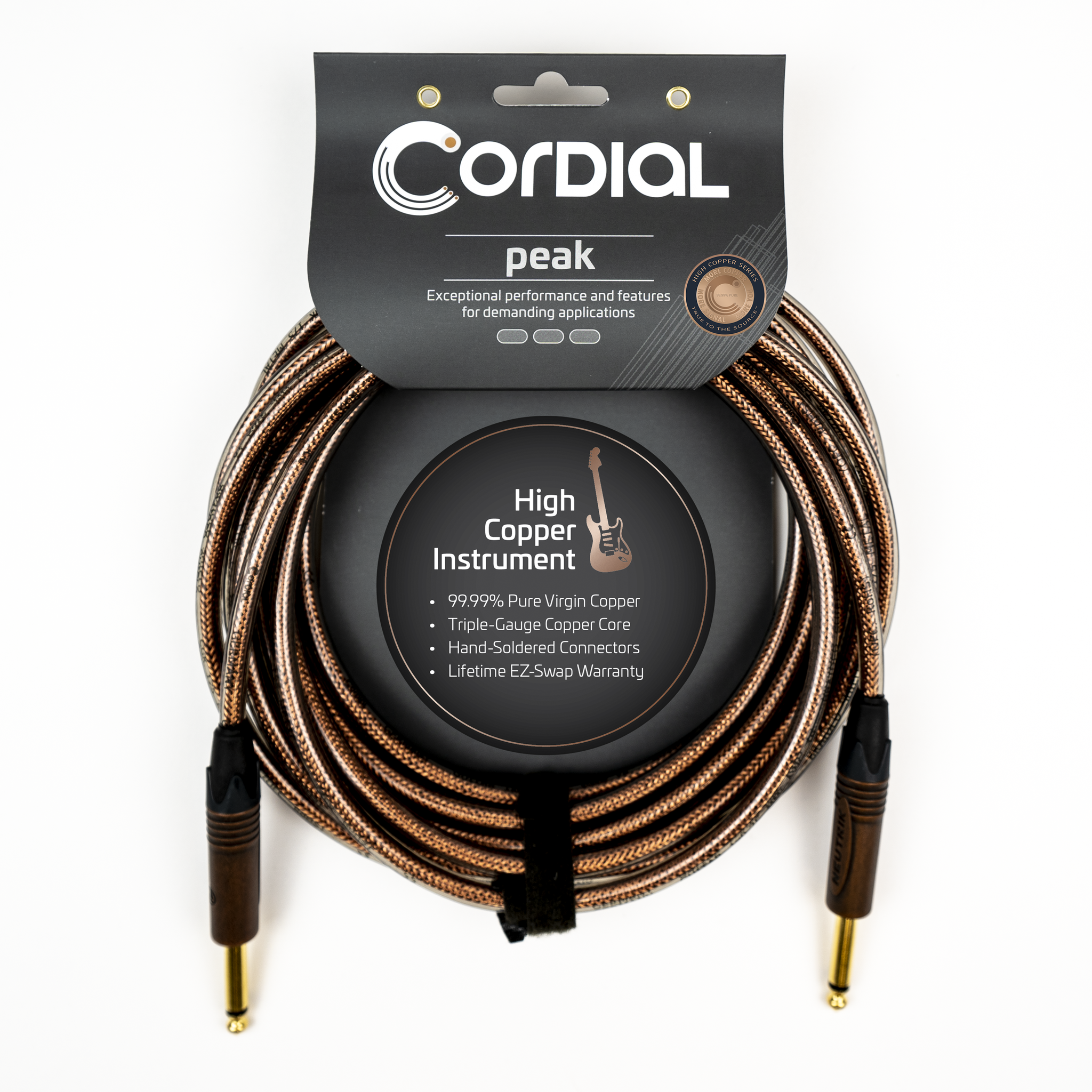 Cordial 3m (10 ft) Premium High-Copper Cable, 1/4" Neutrik Plugs, CSI 3 PP-METAL