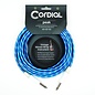 Cordial Cables 10-Foot Premium Instrument White/Blue Sky Textile Cable, Peak Series - 10-Foot Cable, 1/4" to 1/4" Phone Plugs, No-Fray Sleeve (CXI3PP-SKY)
