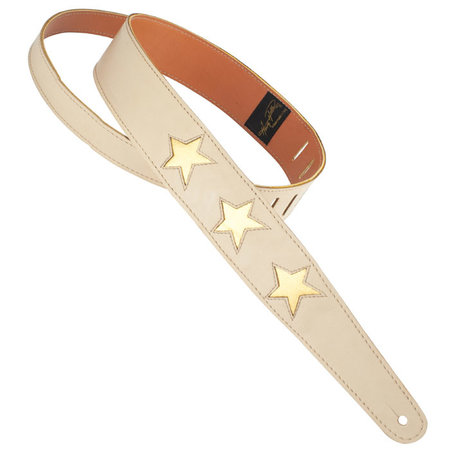 Henry Heller Star Series Leather Strap - Bone with Gold Leather Stars