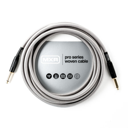 MXR 12FT Pro Series Woven Silver Instrument Cable - Straight / Straight (DCIW12)