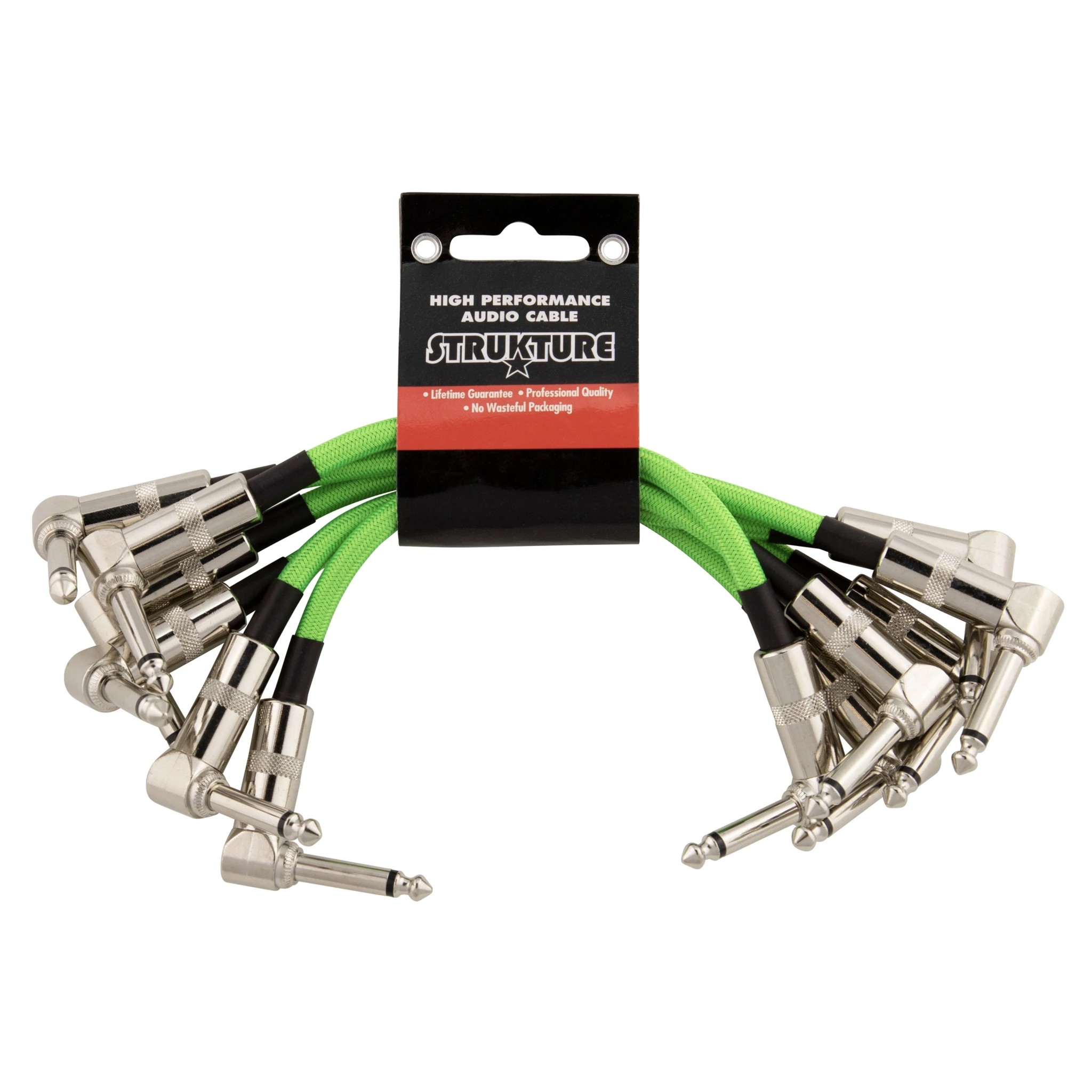 Strukture 6-Inch Patch Cable 6-Pack, Neon Green