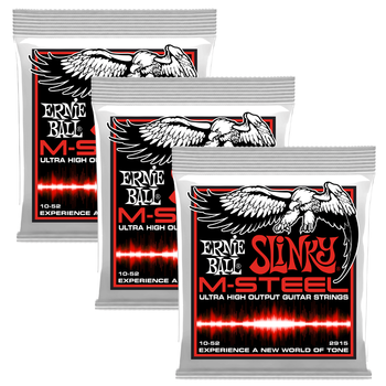 3x (3 Sets) Ernie Ball Skinny Top Heavy Bottom Slinky M-Steel Electric Guitar Strings, 10-52 (P02915)