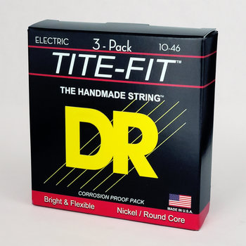 DR Strings 3-Pack TITE-FIT Nickel Plated Electric Guitar Strings, Medium 10-46